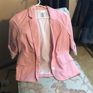 Red and white seersucker blazer